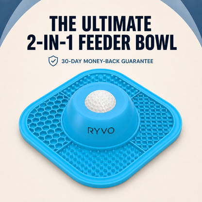RYVO™ 2‑in‑1 Slow Feeder Dog Bowl & Lick Mat