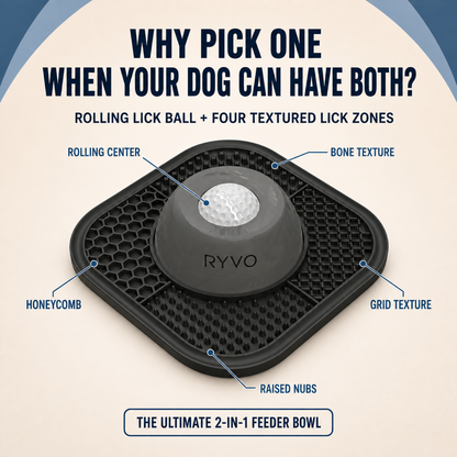 RYVO™ 2‑in‑1 Slow Feeder Dog Bowl & Lick Mat