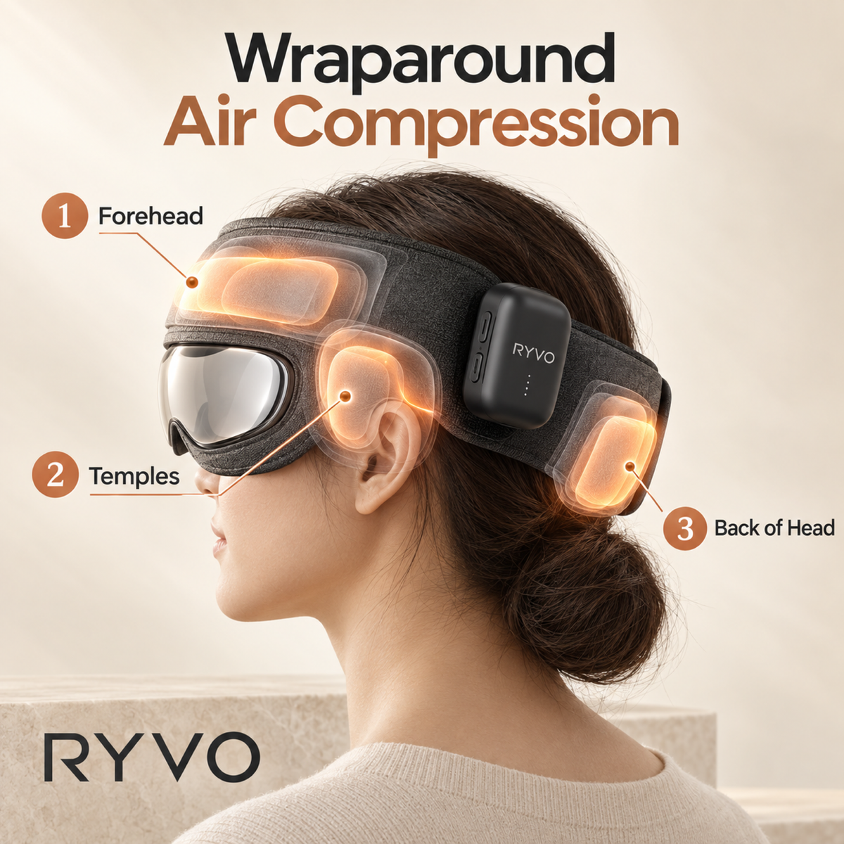 RYVO™ Cordless Heated Air Compression Head Spa Massager