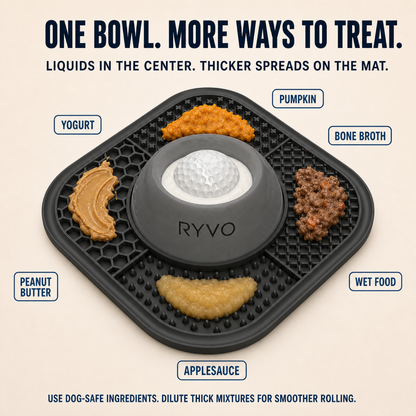 RYVO™ 2‑in‑1 Slow Feeder Dog Bowl & Lick Mat