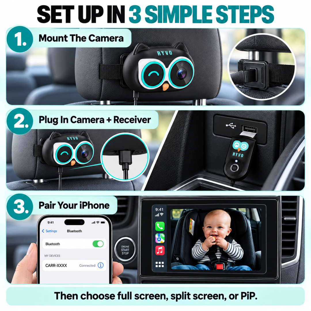 RYVO™ Baby Camera for Car Wireless CarPlay Adapter