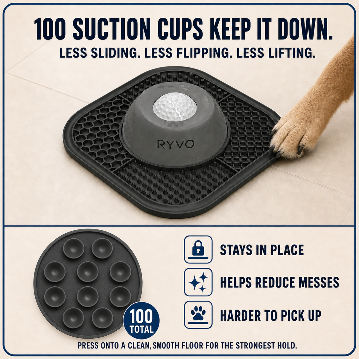 RYVO™ 2‑in‑1 Slow Feeder Dog Bowl & Lick Mat