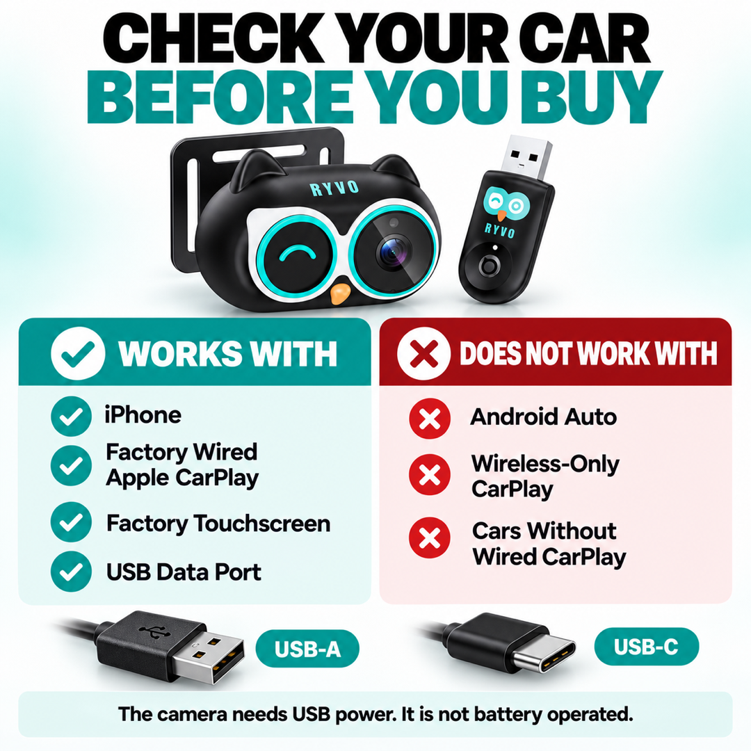 RYVO™ Baby Camera for Car Wireless CarPlay Adapter