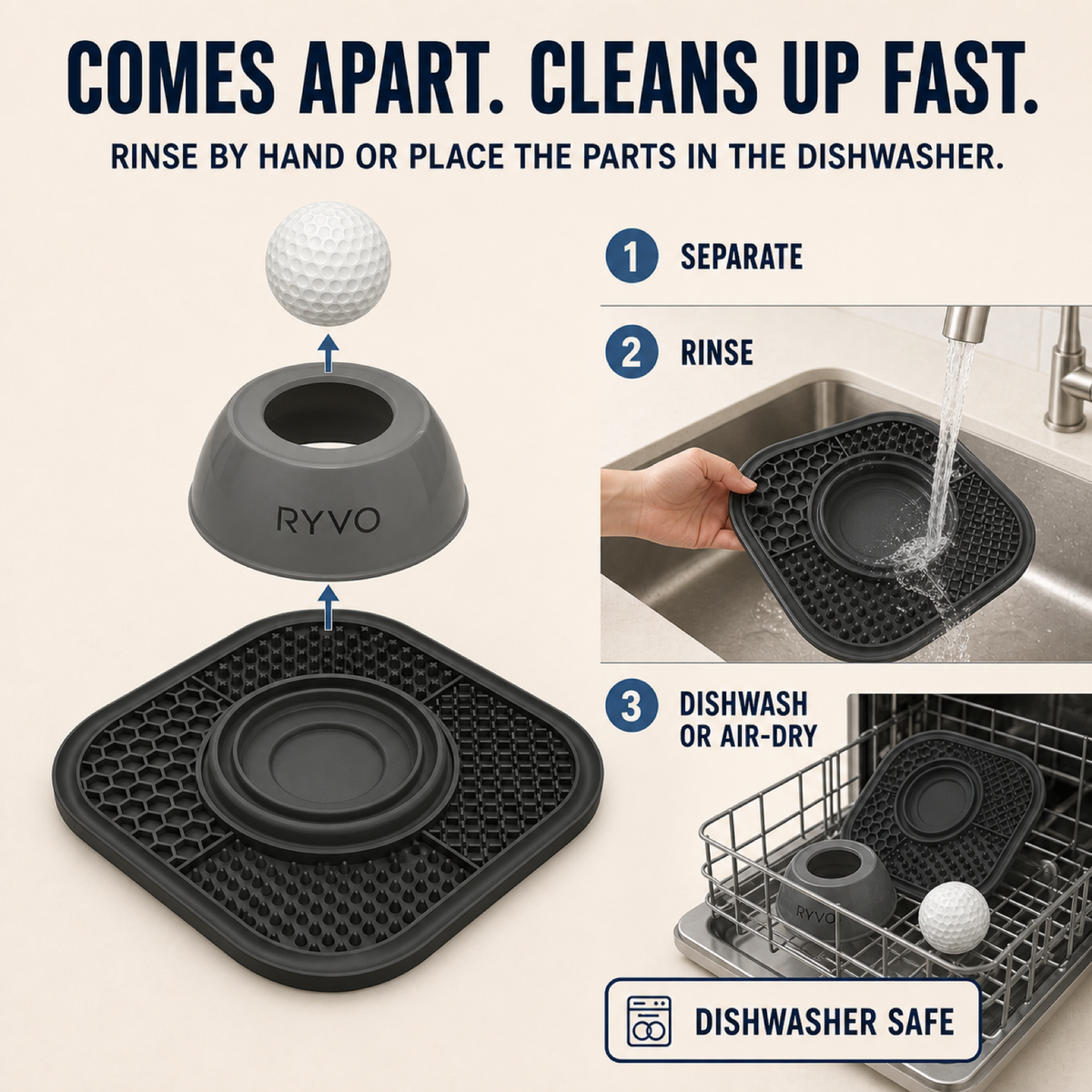 RYVO™ 2‑in‑1 Slow Feeder Dog Bowl & Lick Mat